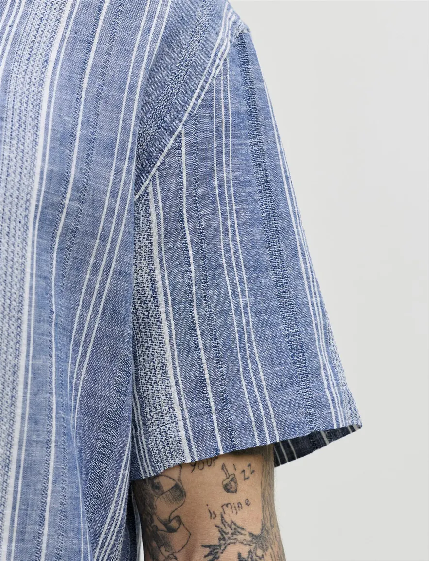 Jack & Jones overhemd Plus Size linnenmix blauw