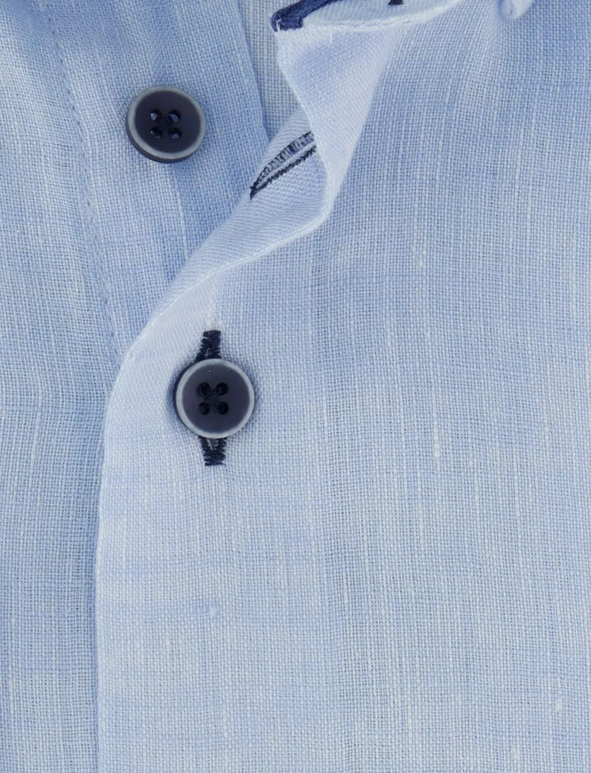 Lichtblauw overhemd Eden Valley donkere knoop button-down