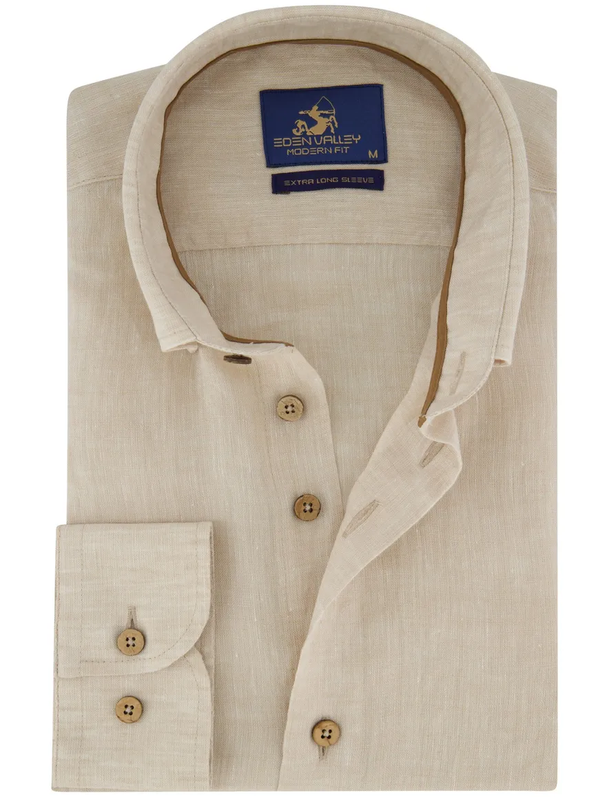 Eden Valley modern fit overhemd beige mouwlengte 7