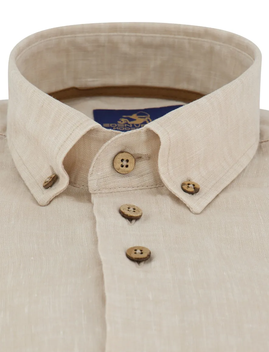 Eden Valley modern fit overhemd beige mouwlengte 7