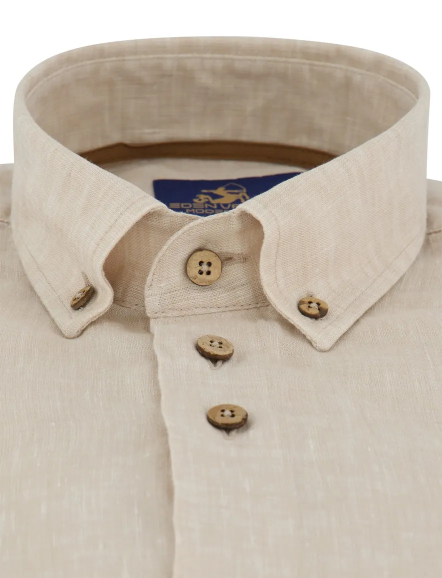 Eden Valley modern fit overhemd beige mouwlengte 7