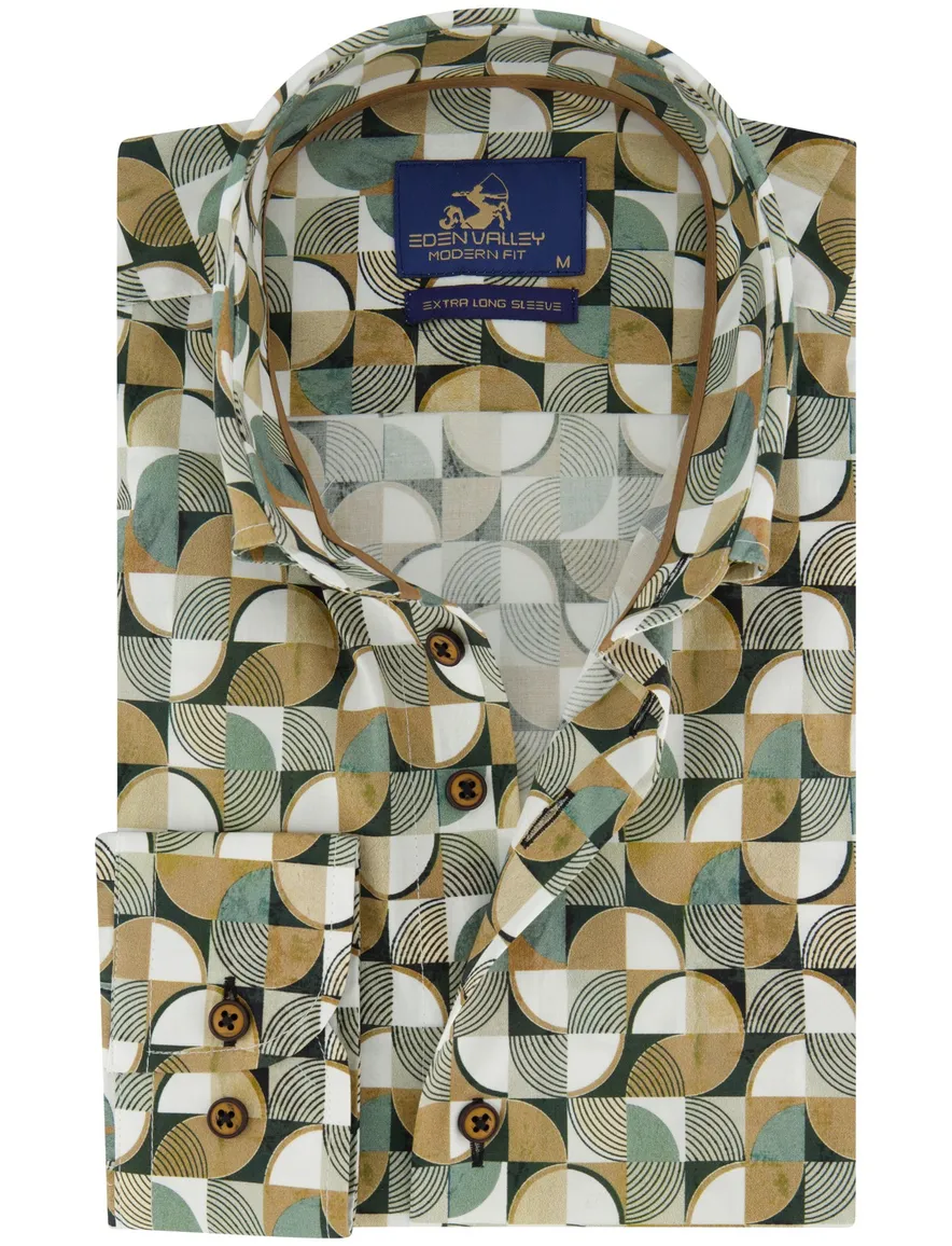 Eden Valley modern fit overhemd bruin mouwlengte 7