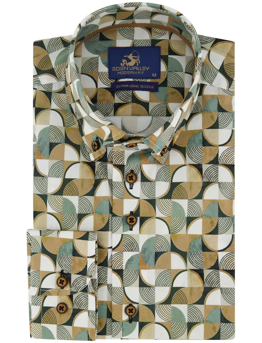Eden Valley modern fit overhemd bruin mouwlengte 7