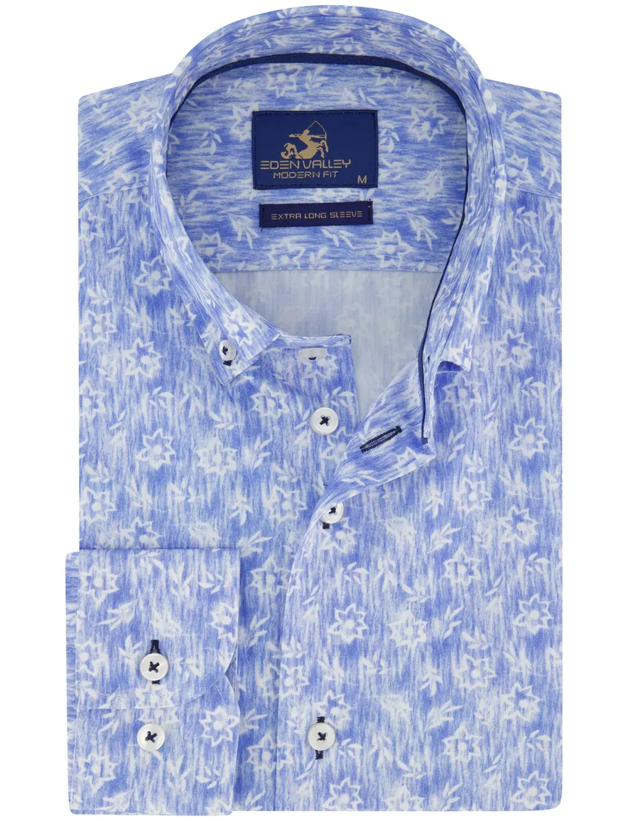 Eden Valley overhemd mouwlengte 7 blauw print