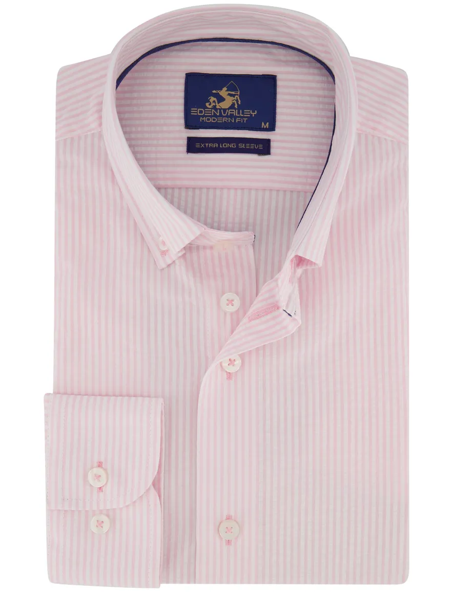Overhemd roze gestreept Eden Valley ml7 button-down collar