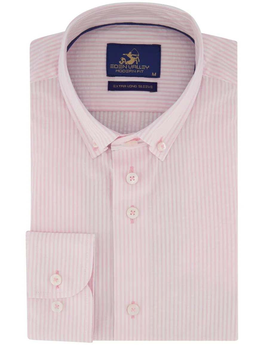 Overhemd roze gestreept Eden Valley ml7 button-down collar