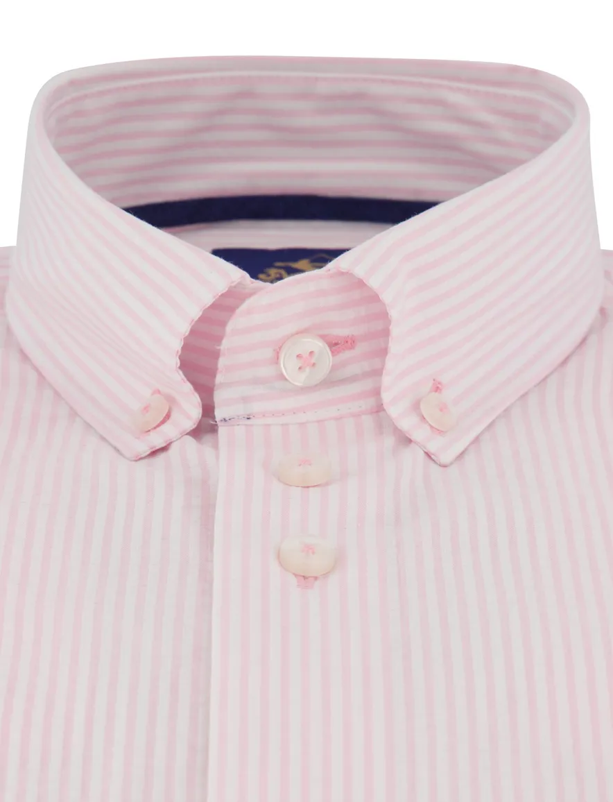 Overhemd roze gestreept Eden Valley ml7 button-down collar