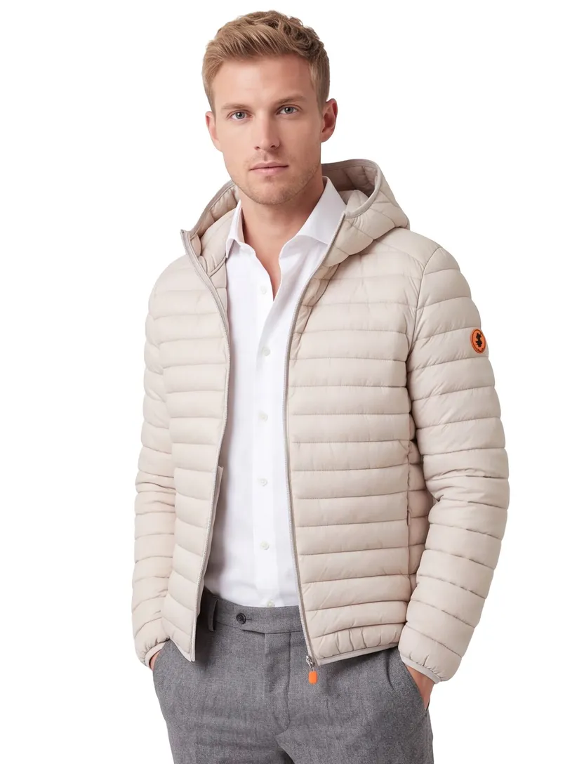 Creme zomerjas Save the Duck gewatteerd nylon capuchon
