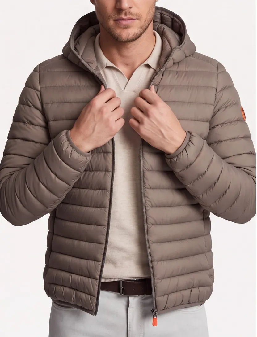 Bruin zomerjas Save the Duck gewatteerd nylon capuchon