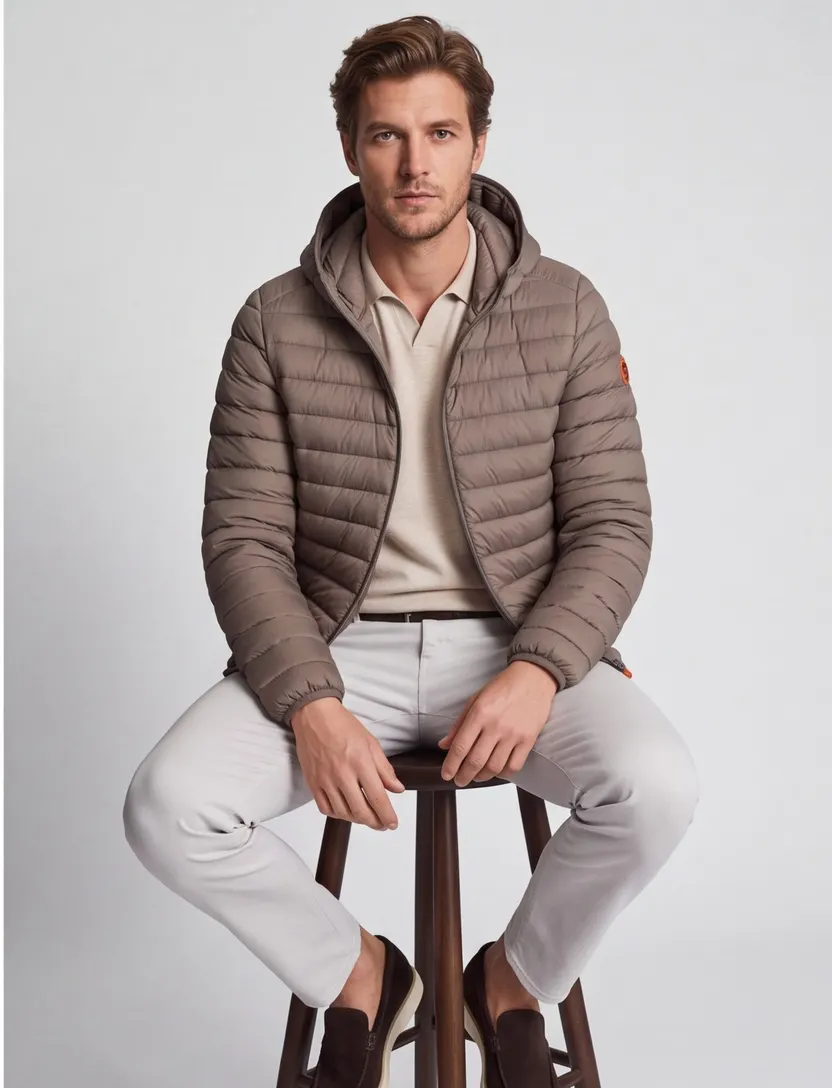 Bruin zomerjas Save the Duck gewatteerd nylon capuchon
