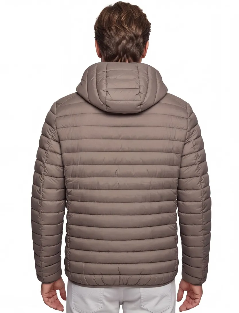 Bruin zomerjas Save the Duck gewatteerd nylon capuchon