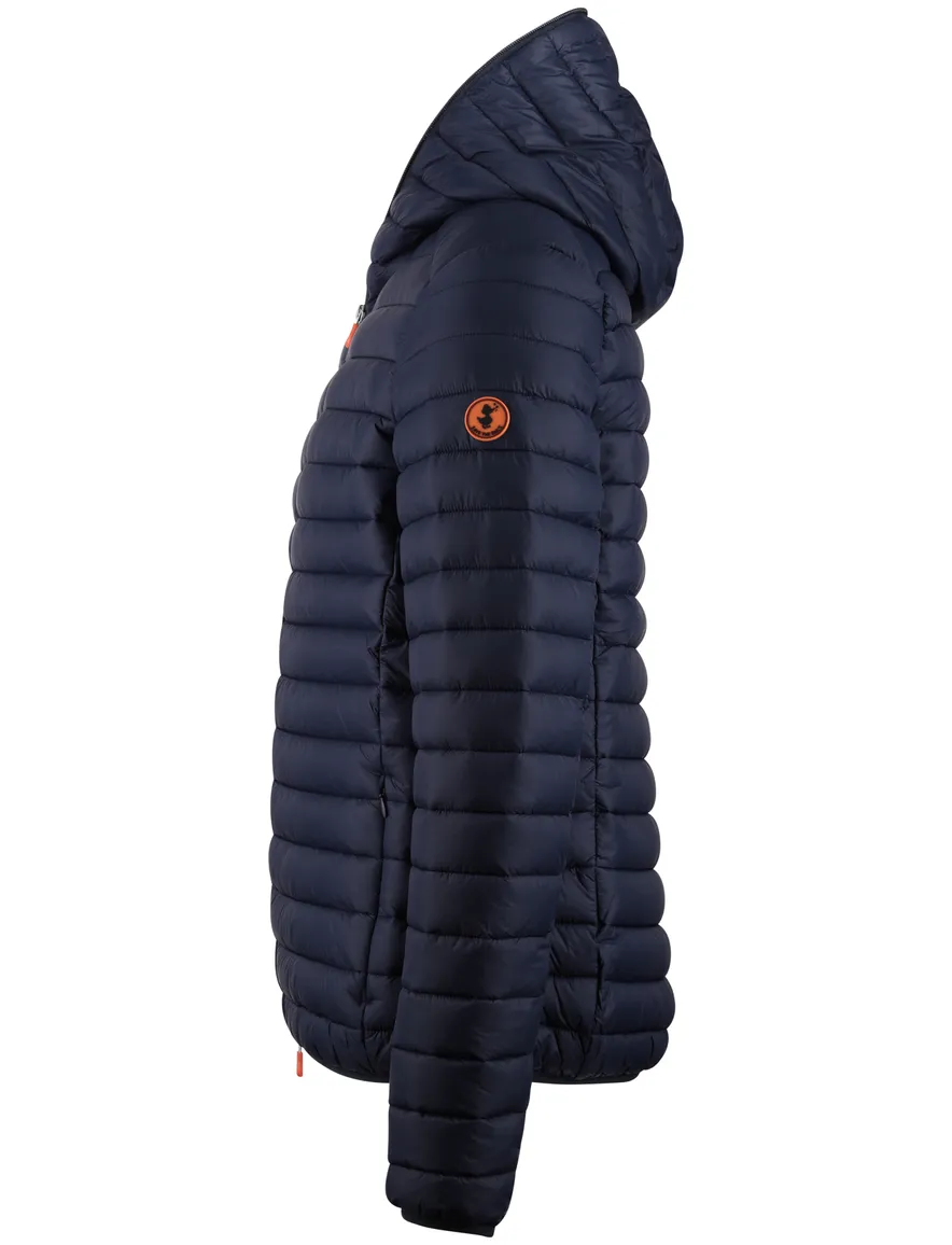 Save the Duck zomerjas donkerblauw gewatteerd capuchon