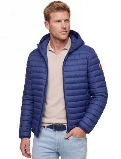 Save the Duck Blauw zomerjas Save the Duck gewatteerd nylon capuchon