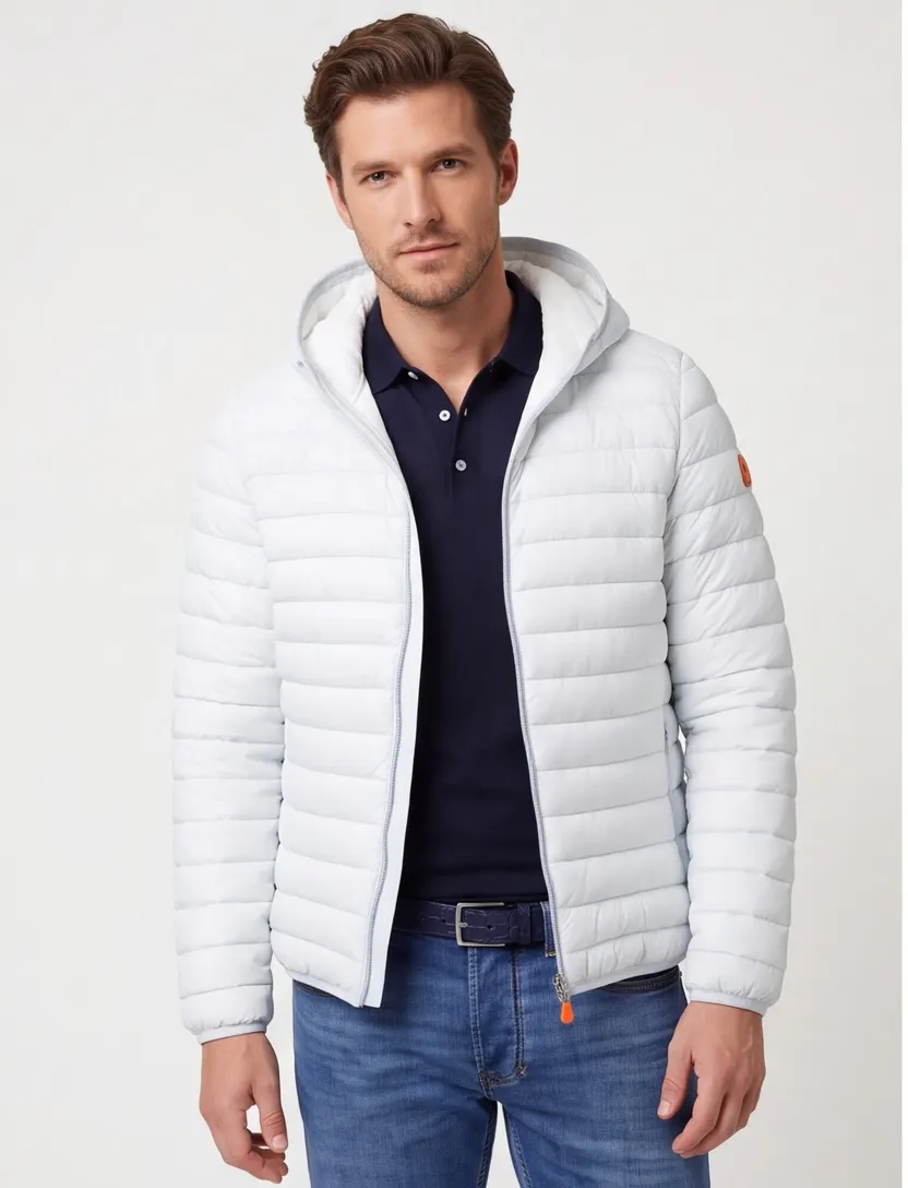 Ijsblauw zomerjas Save the Duck gewatteerd nylon capuchon