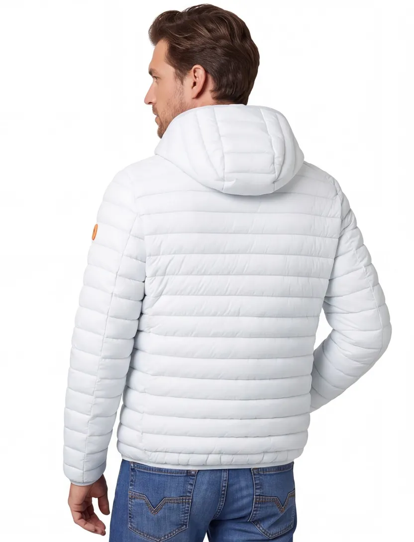 Ijsblauw zomerjas Save the Duck gewatteerd nylon capuchon