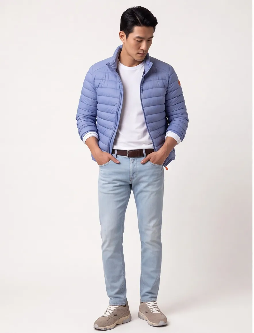 Save the Duck zomerjas blauw gewatteerd ritszakken