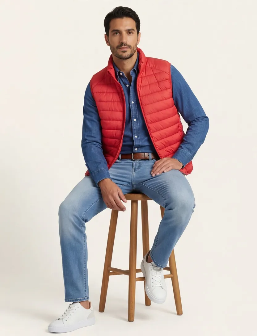 Rode gewatteerde bodywarmer Save The Duck