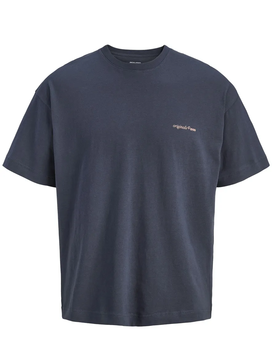 Jack & Jones Plus Size T-shirt donkerblauw roze backprint