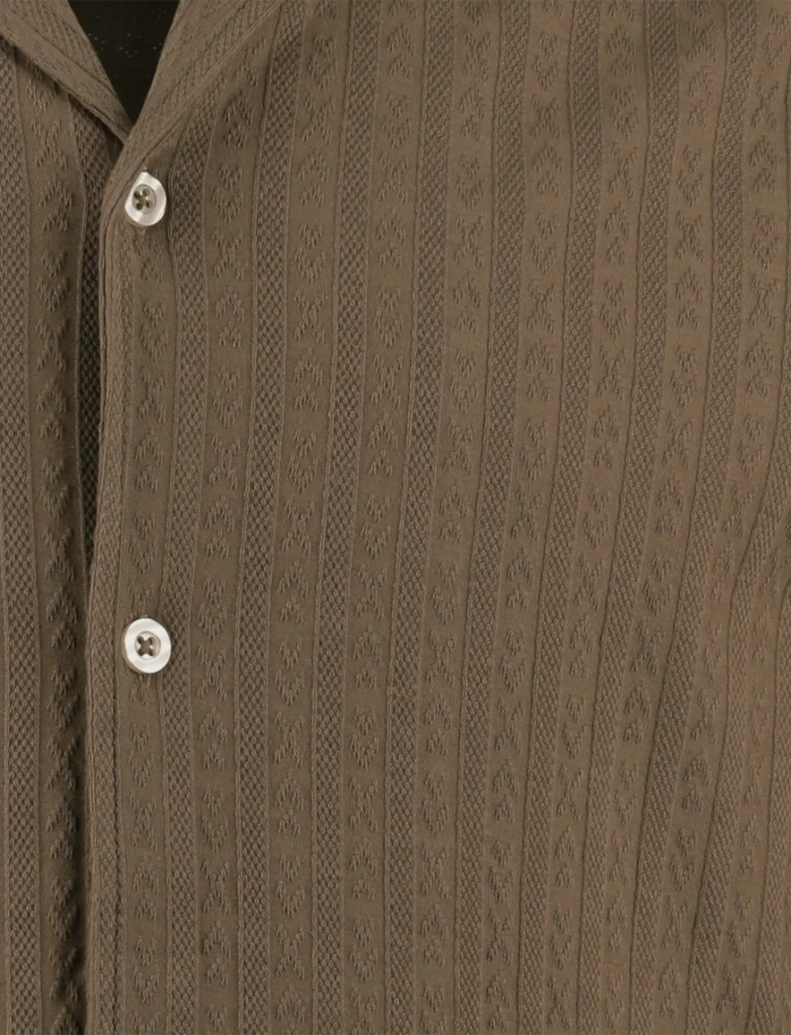 Supply & Co poloshirt doorknoop bruin structuur patroon