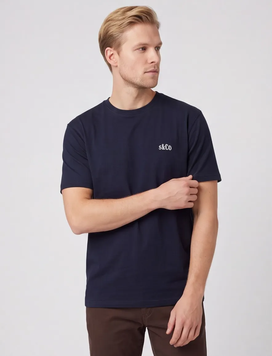 Supply & Co Abdon donkerblauw t-shirt met print