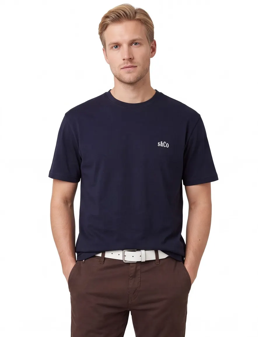 Supply & Co Abdon donkerblauw t-shirt met print