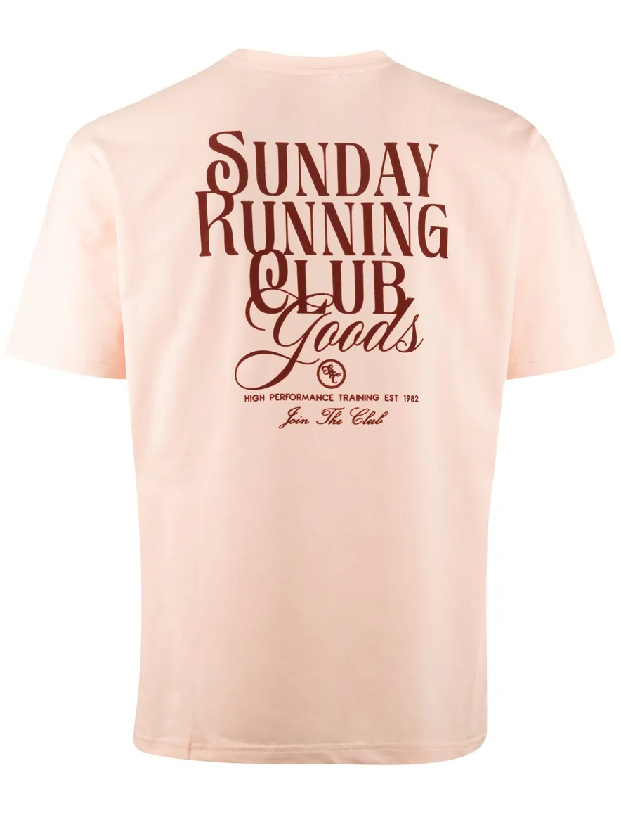 Supply & Co T-shirt roze met rode backprint sunday running