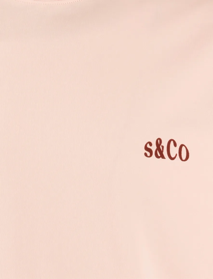 Supply & Co T-shirt roze met rode backprint sunday running