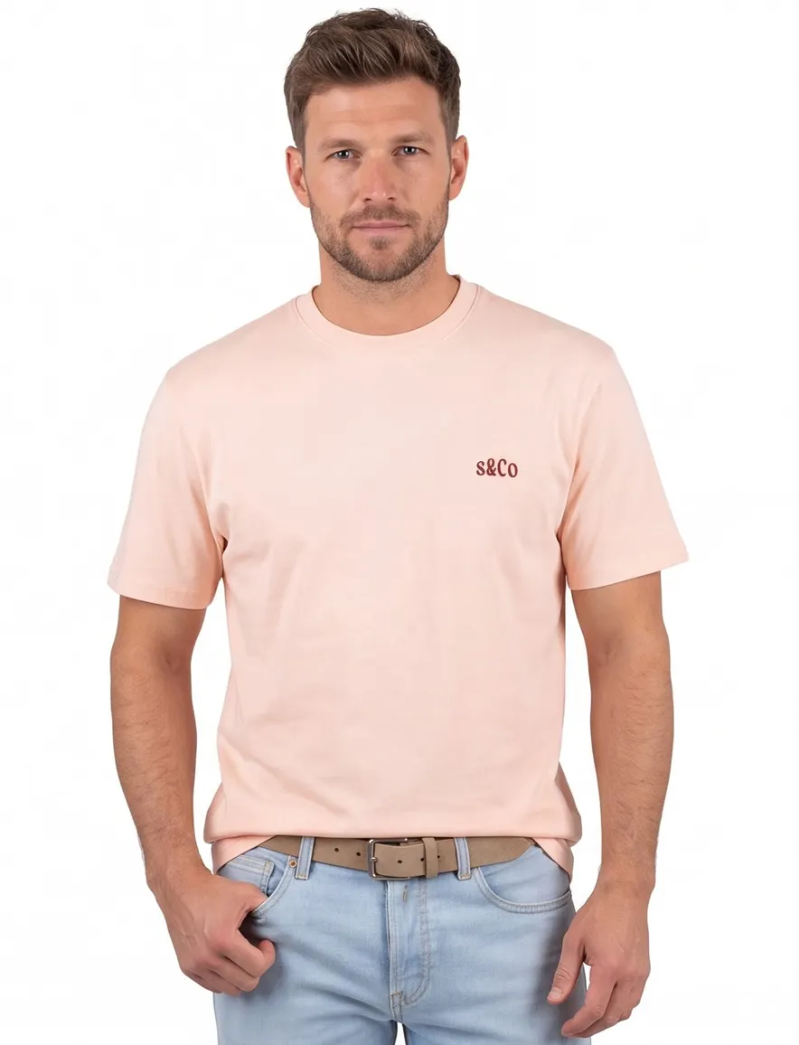Roze T-shirt Supply & Co met rode backprint sunday running