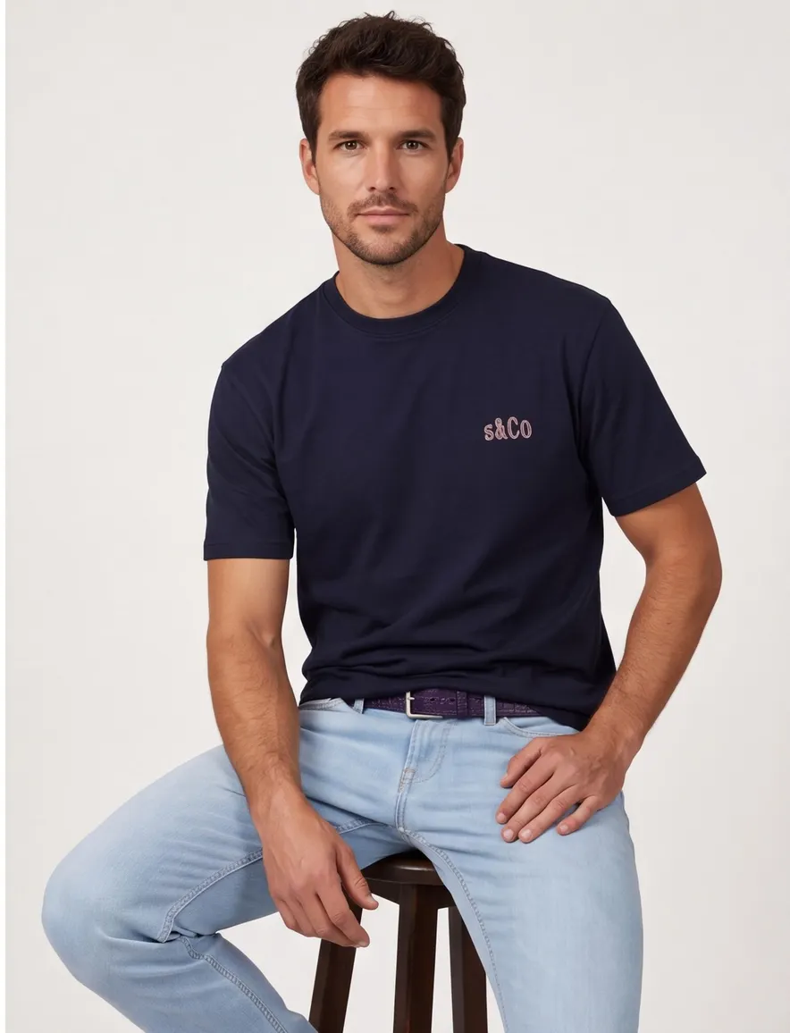 Supply & Co donkerblauw Benson t-shirt met print