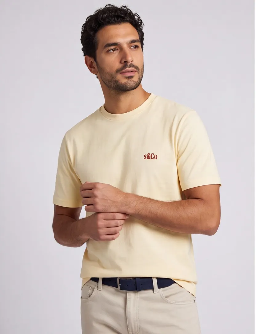 T-shirt Supply & Co licht geel backprint sunday fruit rood
