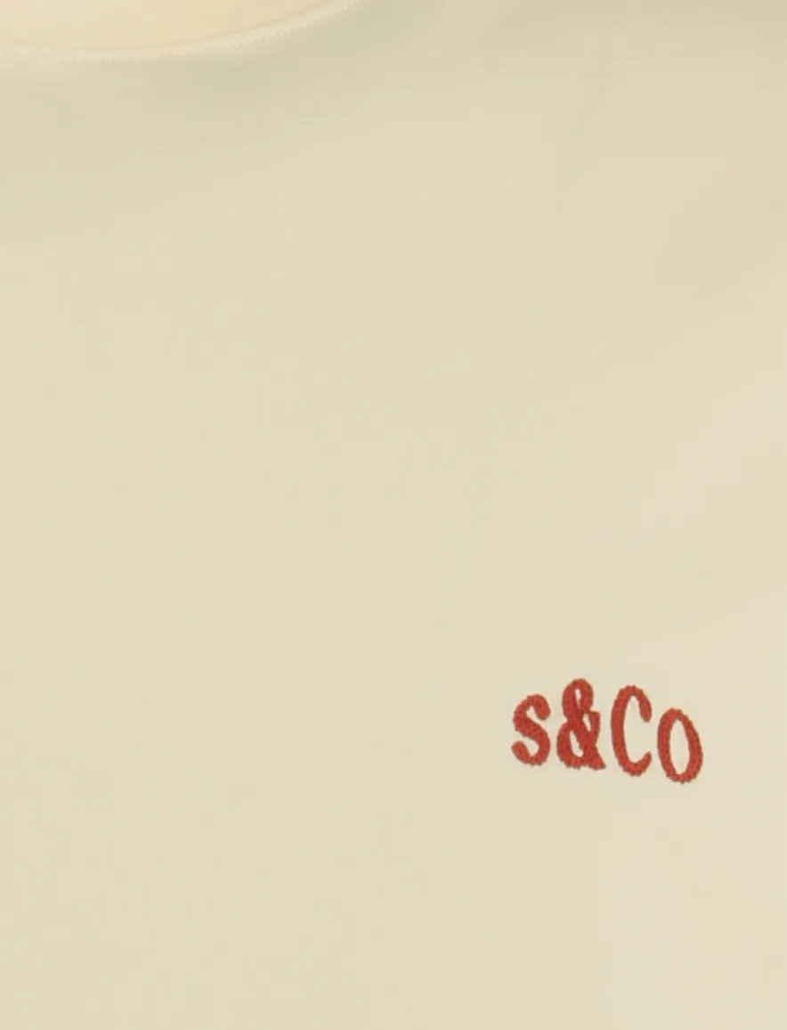 Supply & Co T-shirt licht geel met rode backprint sunday fruit