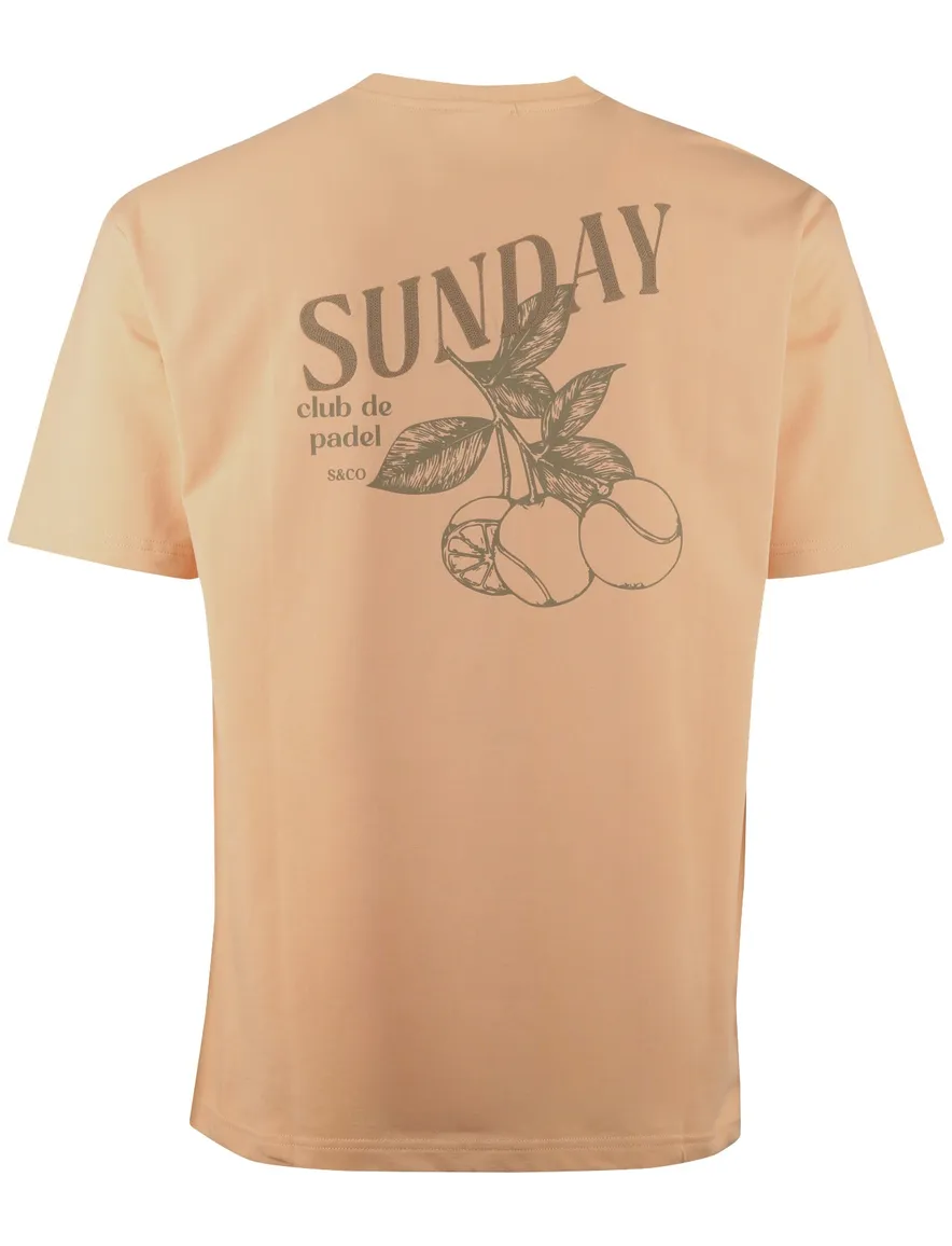 Supply & Co T-shirt oranje met backprint sunday fruit