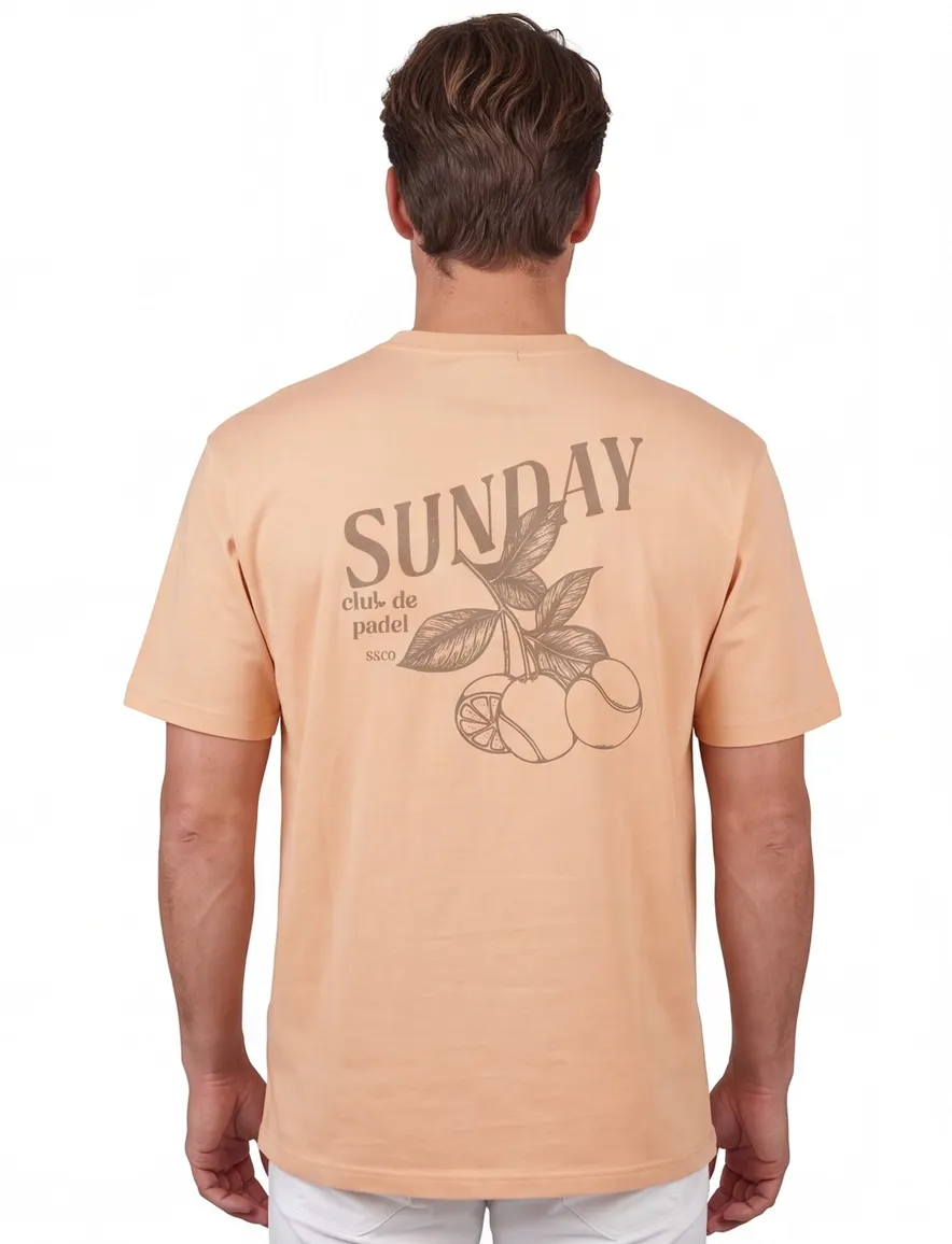 Oranje T-shirt Supply & Co met backprint sunday fruit