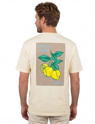 Supply & Co Geel T-shirt Supply & Co met backprint citroen padel