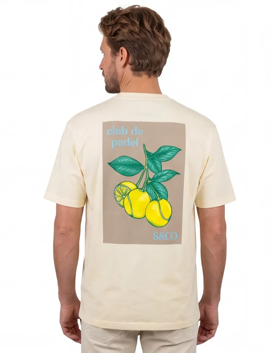 Geel T-shirt Supply & Co met backprint citroen padel