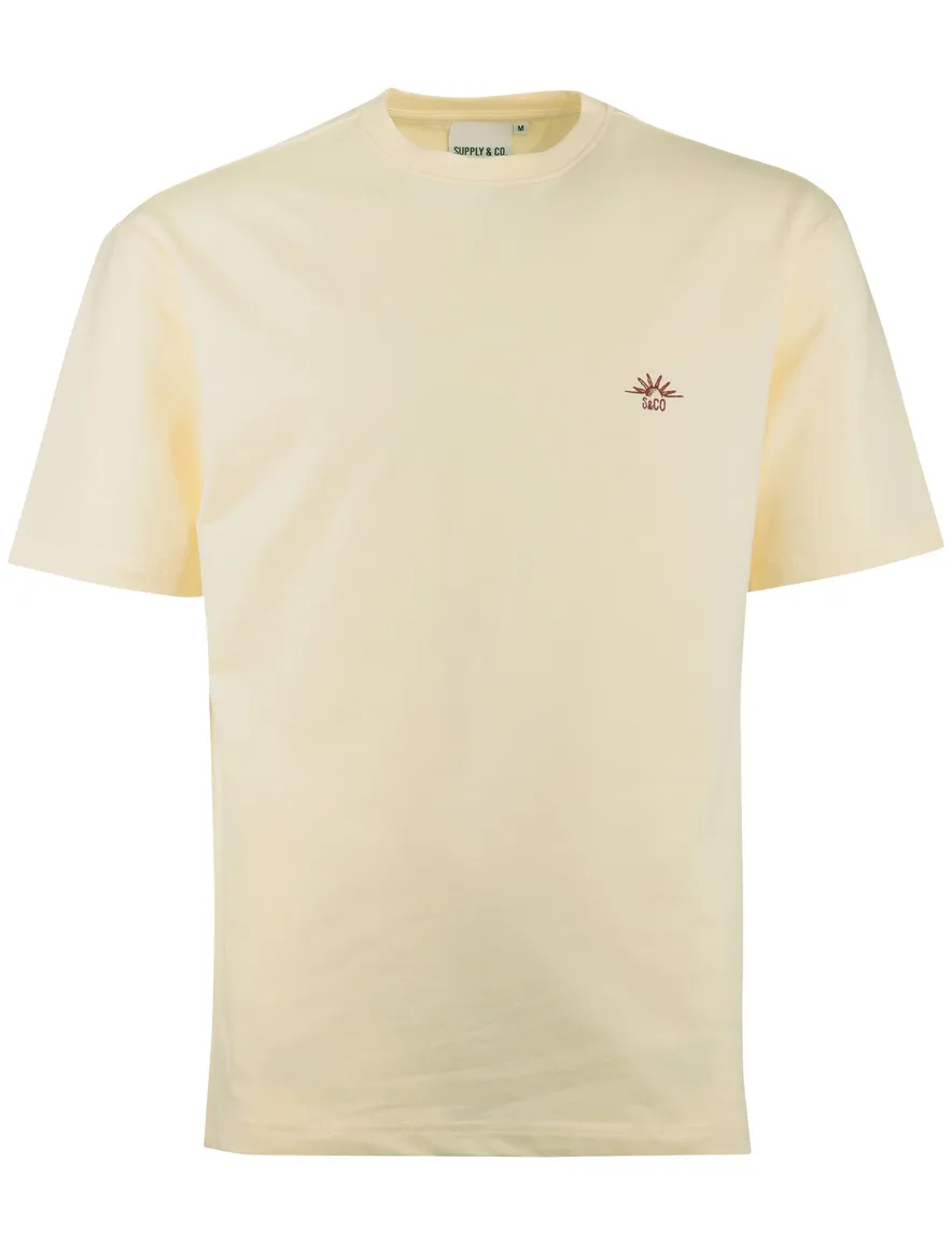 Supply & Co T-shirt geel backprint zon met rode golven