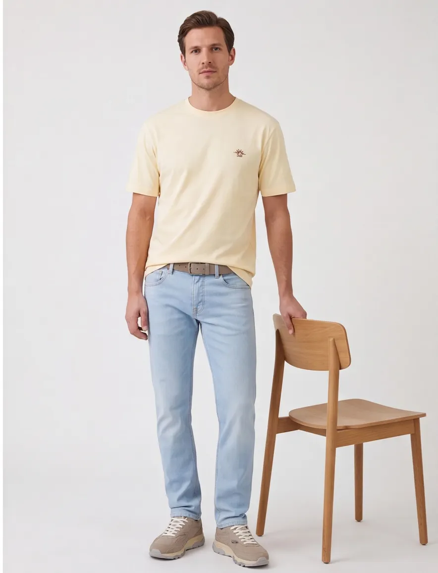 Geel T-shirt Supply & Co met backprint zon rode golven