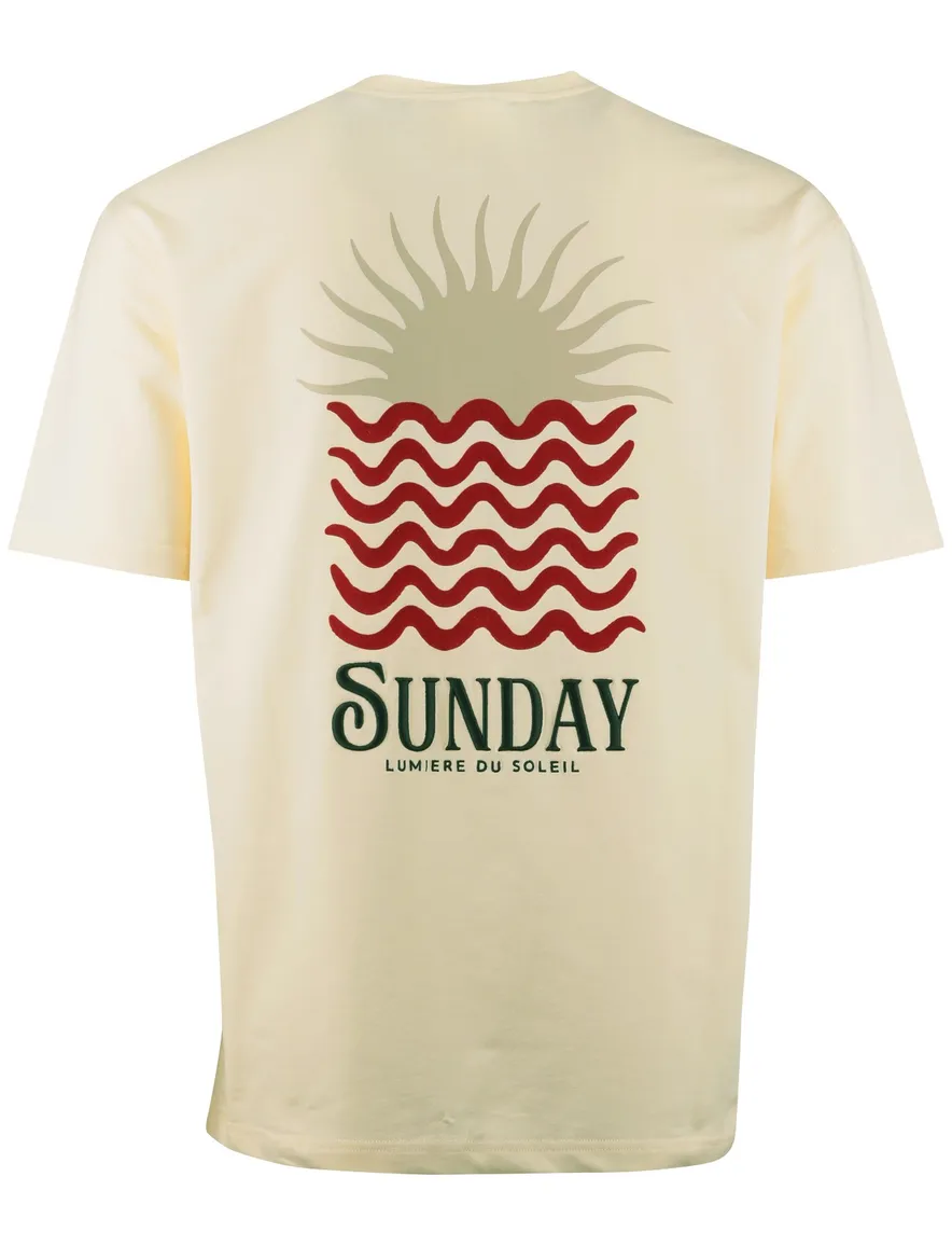 Supply & Co T-shirt geel backprint zon met rode golven