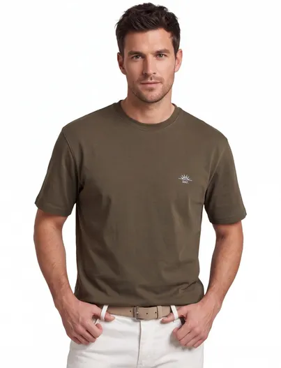 Supply & Co Bruin T-shirt Supply & Co met backprint zon blauw golven