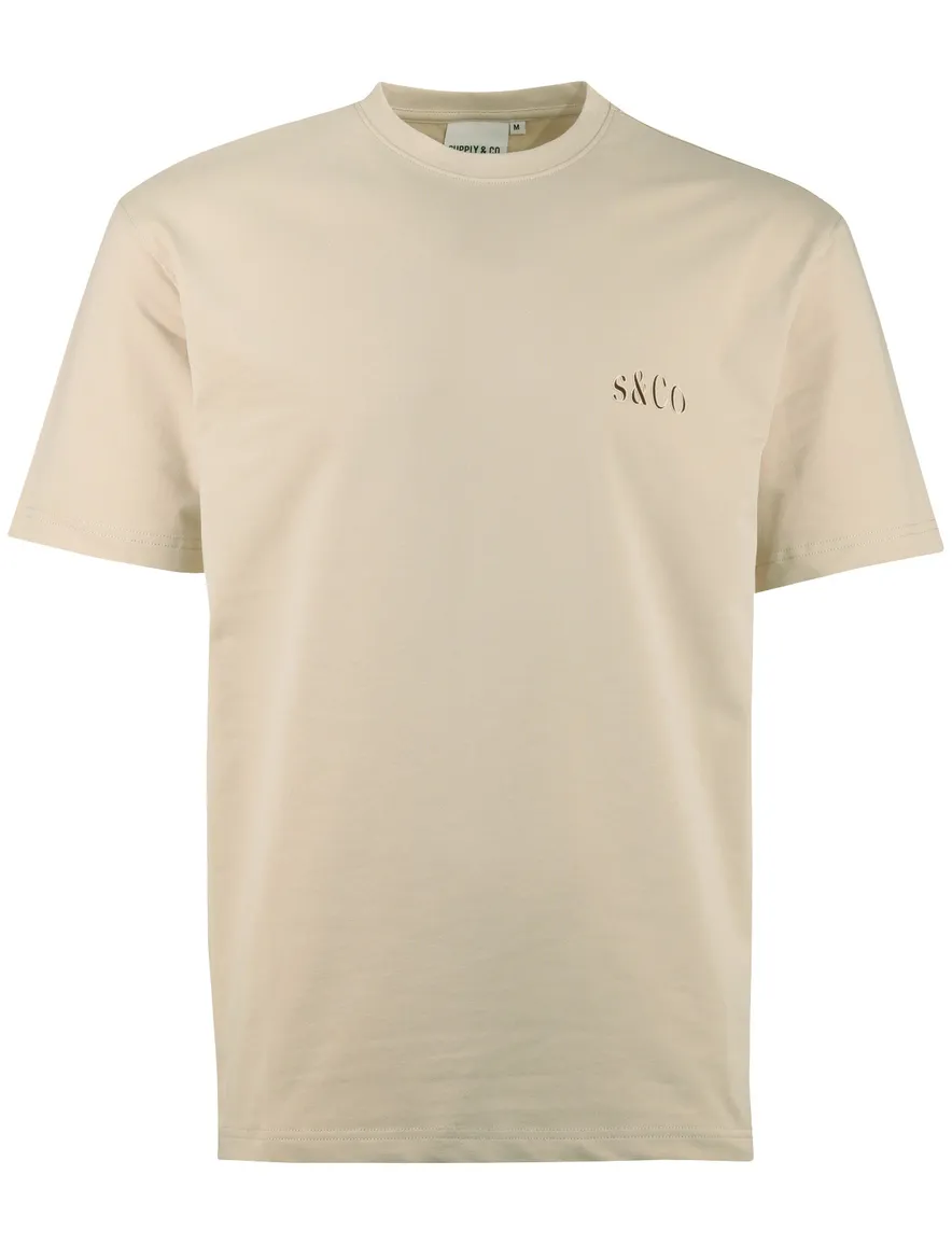Supply & Co T-shirt beige met backprint vakjes met bloemen