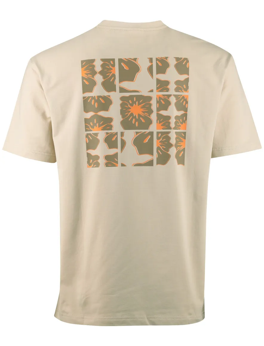 Supply & Co T-shirt beige met backprint vakjes met bloemen