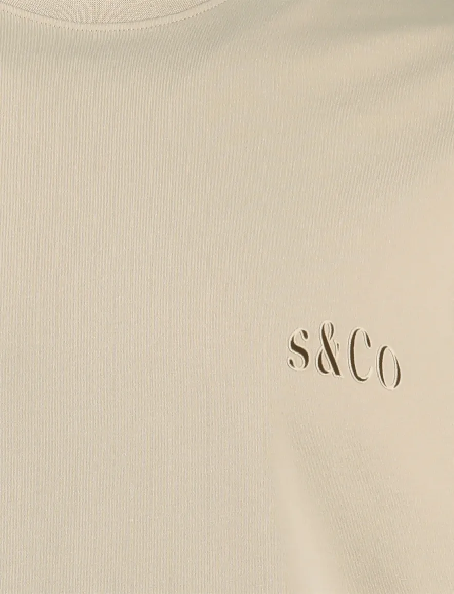 Supply & Co T-shirt beige met backprint vakjes met bloemen
