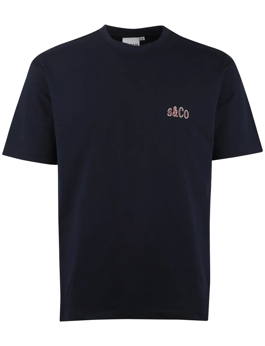 Supply & Co T-shirt donkerblauw met backprint