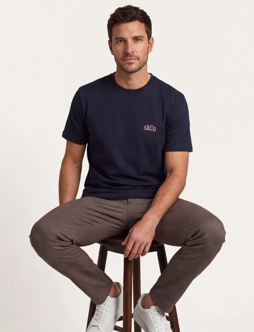 Supply & Co T-shirt donkerblauw met backprint
