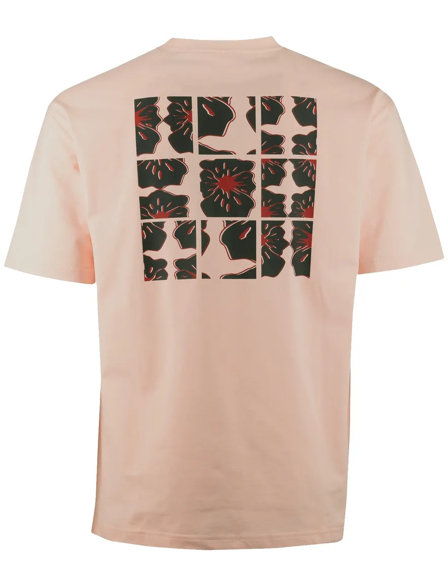 Supply & Co T-shirt donkerblauw backprint bloemen vakjes