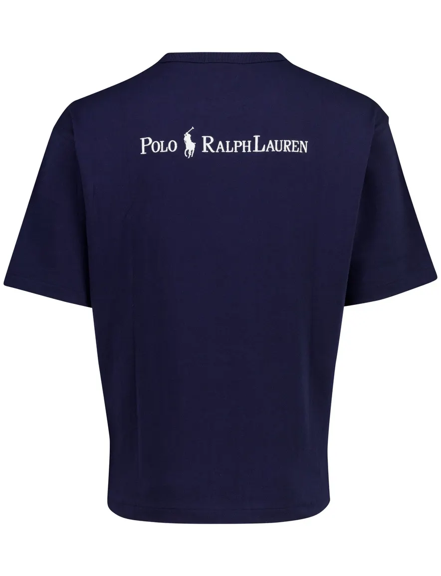 Donkerblauwe t-shirt Polo Ralph Lauren backprint wijde fit