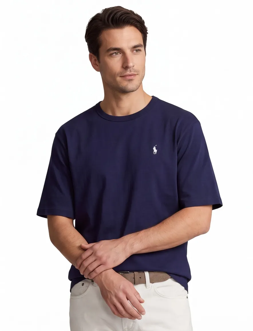 Donkerblauwe t-shirt Polo Ralph Lauren backprint wijde fit