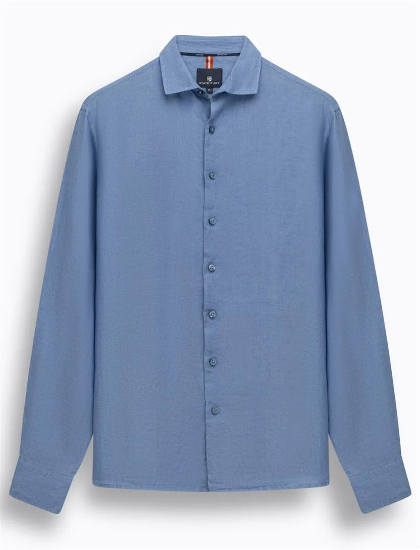 Overhemd State of Art blauw linnen
