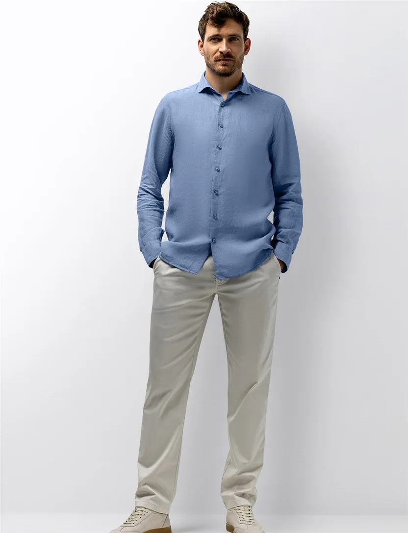 Overhemd State of Art blauw linnen