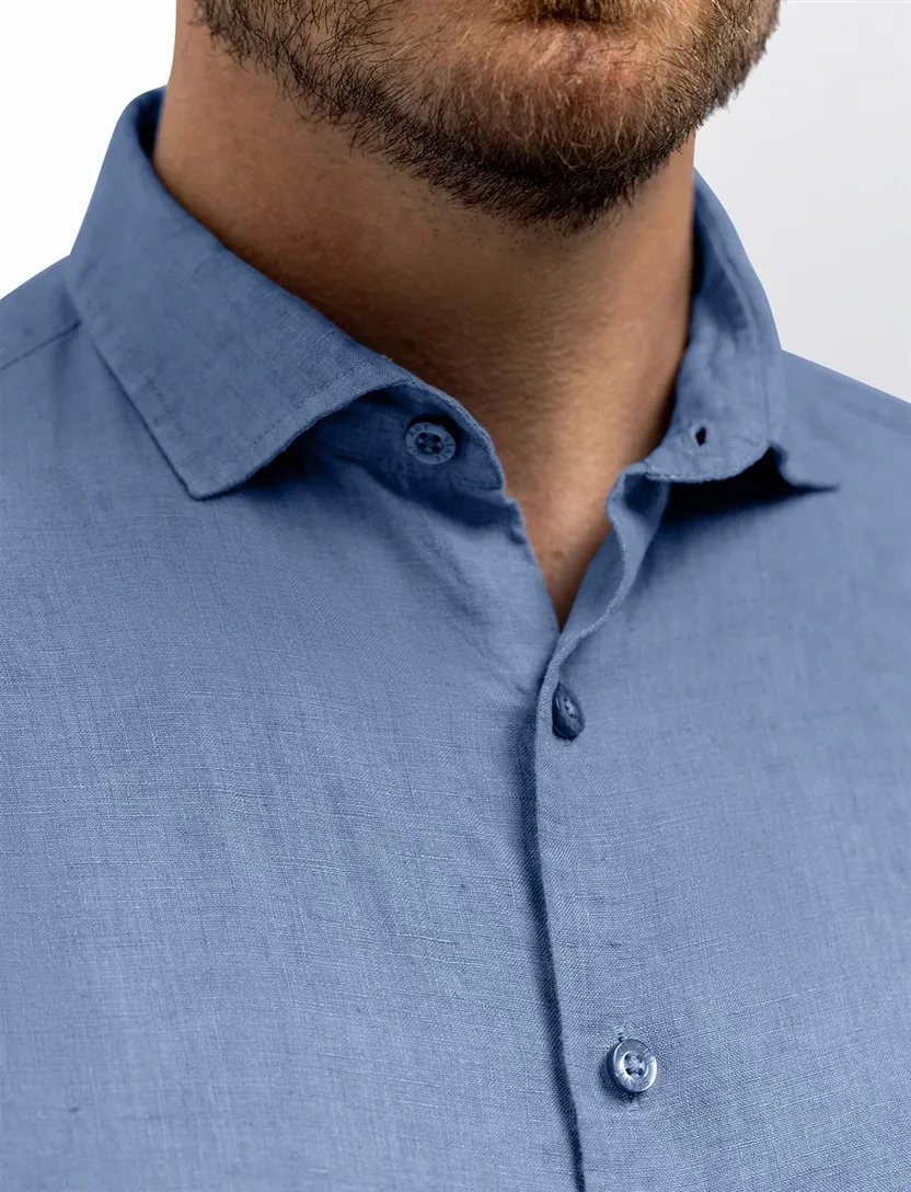 Overhemd State of Art blauw linnen